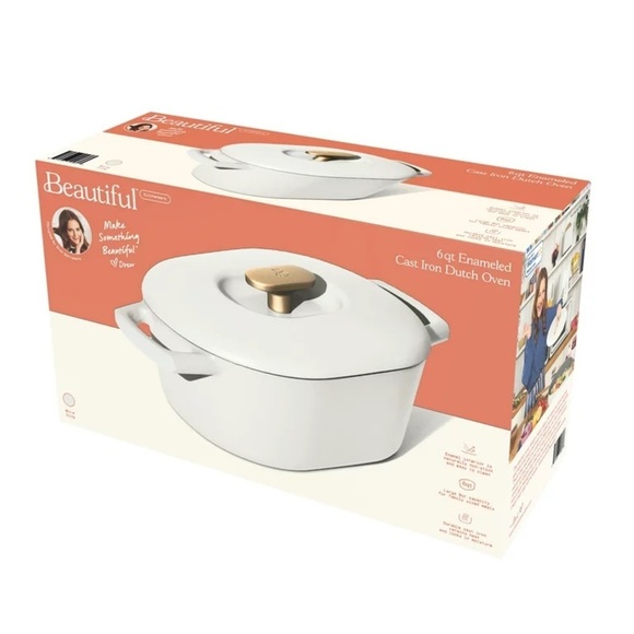 ♠️ New Beautiful 6QT Enamel Dutch Oven, White Icing by Drew Barrymore - Picture 5 of 10